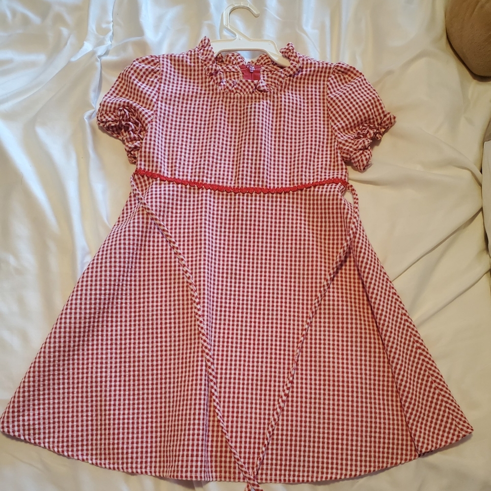 Red and White Graham Pattern Girls Dress